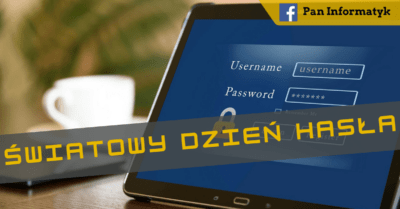 banner - światowy dzień hasła - laptop z ekranem logowania